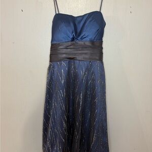 Elegant Blue and Brown Women's Dress